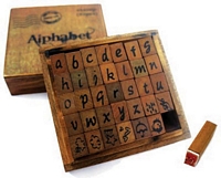 Stampile cauciuc, Kraft Wood Alphabet, litere mici, Bo Bunny