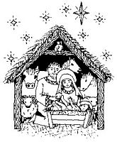 Stampila cauciuc montata pe lemn Nativity, Art Stamps