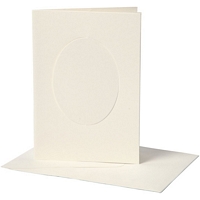 Baza Felicitare si Plic, Oval, 105x150mm, 10buc, off-white, Creative