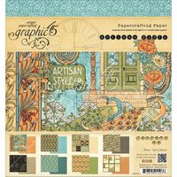 Set cartoane imprimate Artisan Style, 8x8in, 24 coli, Graphic 45