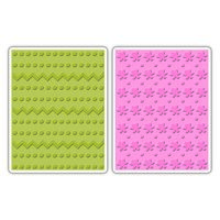 Placa embosare Sizzix Textured Impressions, Dots, Zig Zags, Flowers, A6, 2 buc