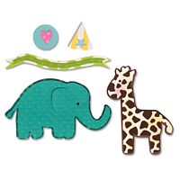 Matrita Sizzix Thinlits, Elephant and Giraffe, set 7 buc