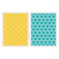 Placa embosare Sizzix Textured Impressions, Polka Dots si Starflowers, 2buc, Sizzix