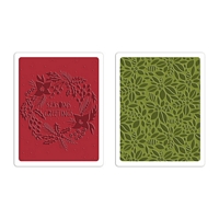 Placa embosare Sizzix Textured Impressions, Greetings Greens Set