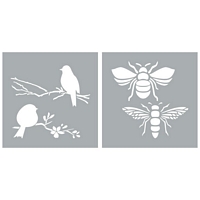 Sablon decorativ Bees Birds 8x8in, 2buc, Americana Decor, DecoArt