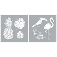 Sablon decorativ Tropical, 8x8in, 2buc, Americana Decor, DecoArt