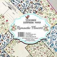 Set cartoane imprimate Romantic Flowers, 8x8in, Decorer