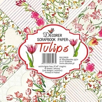 Set cartoane imprimate Tulips, 8x8in, Decorer