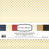 Cartoane Dots and Stripes Collection Gold Foil, 12x12in, Carta Bella