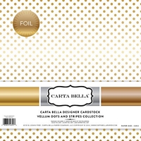 Cartoane Dots and Stripes Collection Vellum Foil, 12x12in, Carta Bella