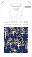 Hartie decoupage Blue Trees, 35x40cm, 3buc, Craft Consortium