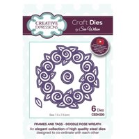 Matrita Frames Tags Collection Doodle Rose Wreath, 6buc, Creative Expressions