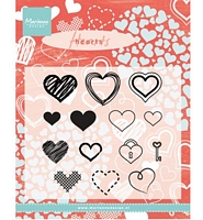 Stampile acrilice Hearts, 14buc, Marianne Design