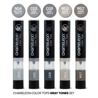 Marker Color Tops Grey Tones, set 5 buc, Chameleon