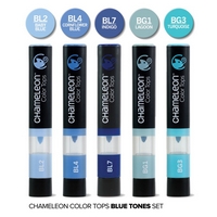 Marker Color Tops Blue Tones, set 5 buc, Chameleon