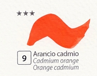 Culori acuarela extrafine cu miere salcam, half pan, Renesans - 09 Cadmium orange