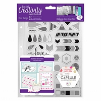 Stampile acrilice A5, Geometric Neon, 45 buc, Docrafts