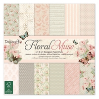 Set cartoane imprimate Floral Muse, 12x12in, 150gmp, 36 coli, Trimcraft