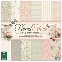 Set cartoane imprimate Floral Muse, 8x8in, 150gmp, 48 coli, Trimcraft