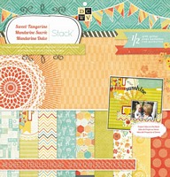 Set cartoane 12x12inch Sweet Tangerine, 220gmp, 48 coli, DCWV