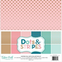 Cartoane Dots and Stripes Collection Copper Foil, 12x12in, Echo Park