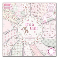 Set cartoane imprimate Its a Girl, 8x8in, 48 coli, Trimcraft