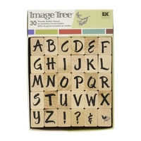 Stampile cauciuc pe lemn Alphabet, majuscule, EK Tools