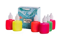 Culori marmorizare, Marbling ink, set 6 buc, 25ml, fluo UV glow, Scola