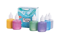 Culori marmorizare, Marbling ink, set 6 buc, 25ml, metalizate, Scola