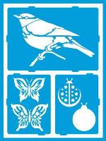 Sablon Stick-On Fluttery Friends, 8x6in, Americana Decor Stencil, DecoArt