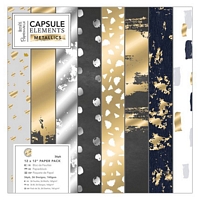 Set cartoane imprimate Capsule Elements Metallic, 12x12in, Papermania