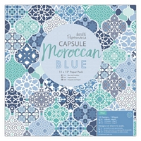 Set cartoane imprimate Moroccan Blue, 12x12in, Papermania