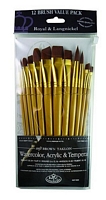 Set 12 pensule mix Soft A Gold Brown Taklon fir sintetic, Royal Langnickel