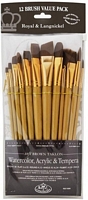 Set 12 pensule mix Soft B Gold Brown Taklon fir sintetic, Royal Langnickel