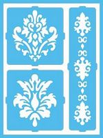 Sablon Stick-On Elegant Damask Patio, 8x6in, Americana Decor Stencil, DecoArt