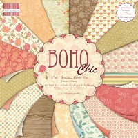 Set cartoane imprimate Boho Chic, 12x12 inch, 220gmp, 48 coli, Trimcraft