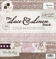 Set cartoane imprimate Lace & Linen, 12x12 inch, 220 gmp, 48 coli, DCWV