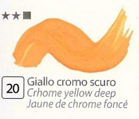 Culori tempera gouache extrafine, DiVolo - GIALLO CROMO SCURO, 20 ml.